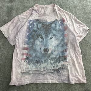 The Mountain Graphic Tee Shirt Size Large Wolf Outdoors Vintage 90s Indie
